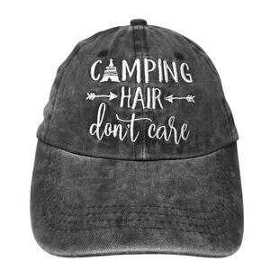 Camping Hair Don't Care Slideback Baseball Cap Gray One Size Adjustable Aldeal